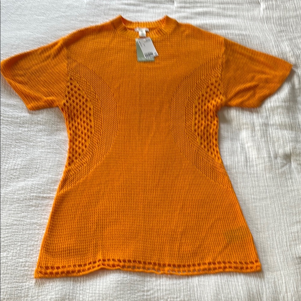 NWT H&M Orange Crochet Knit Women's Mini Dress